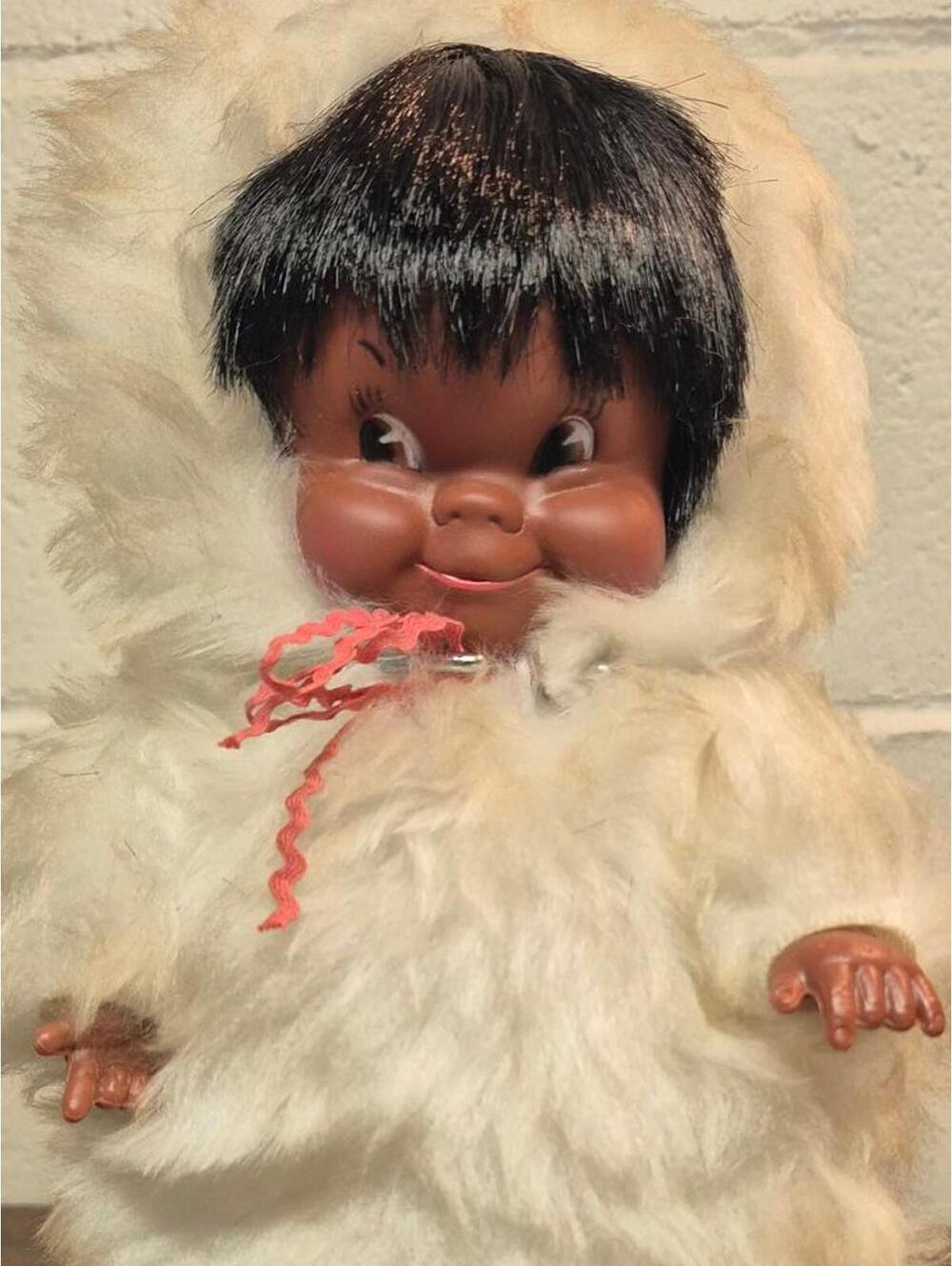 Vintage Collectible Doll in White Faux Fur Outfit